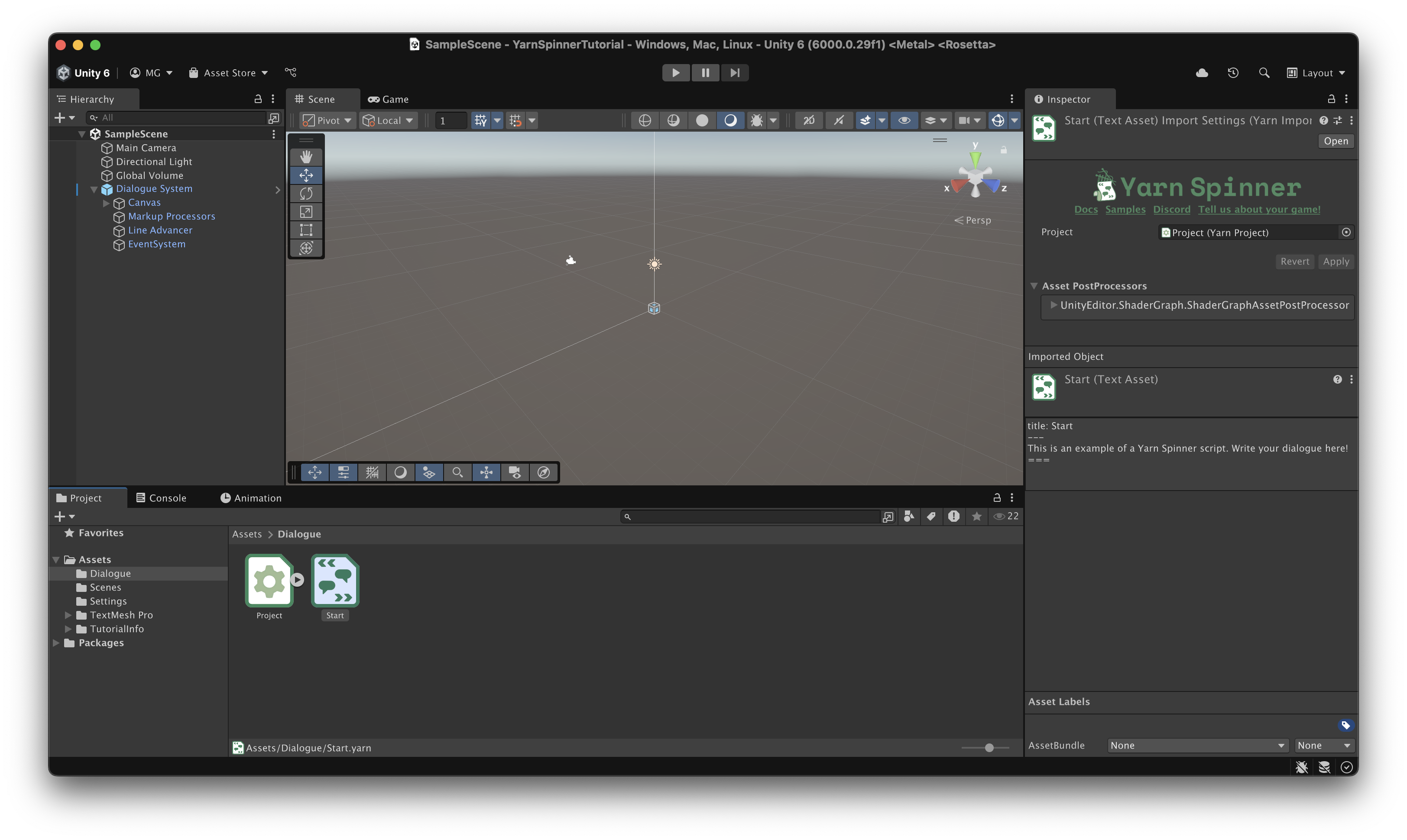 The new Yarn Script has been added to the Yarn Project&rsquo;s Source Scripts