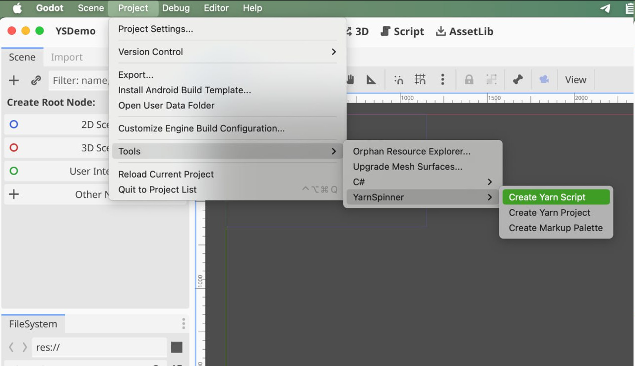 Creating a new Yarn script.