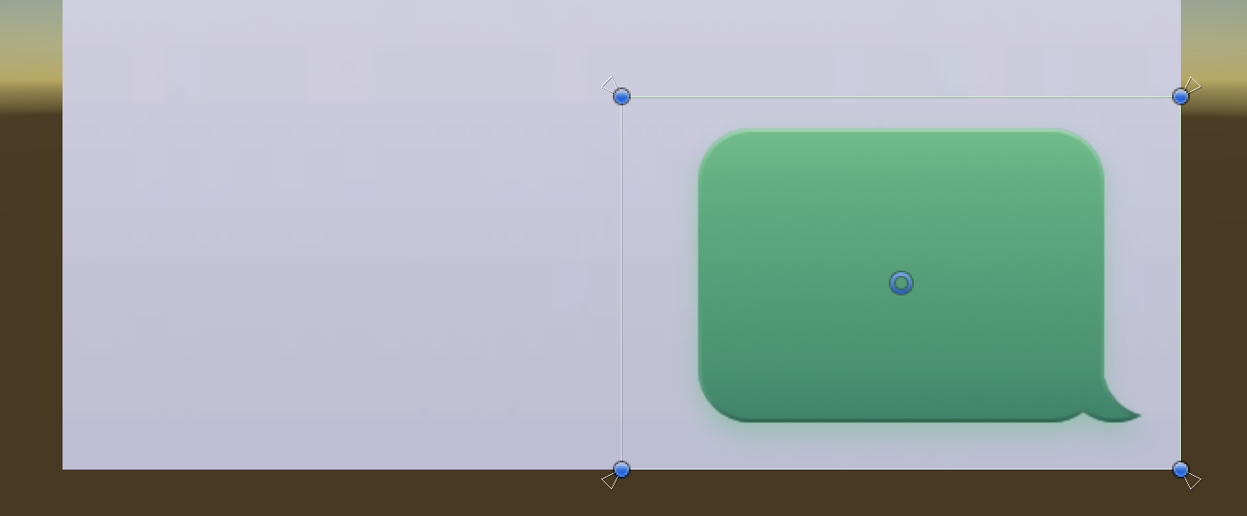 The green speech bubble background, in the bottom-right corner of the scrolling area.