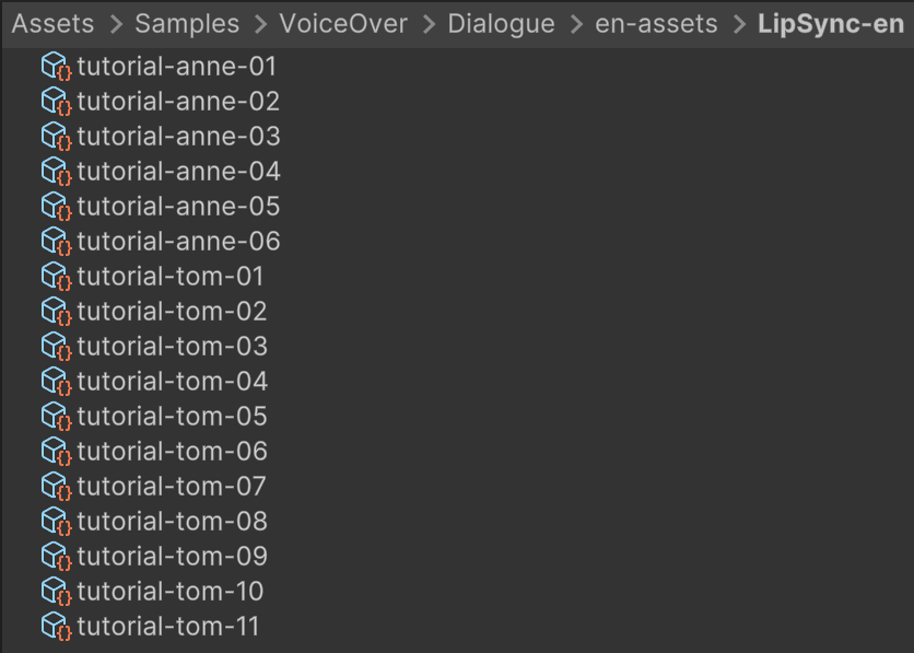 Folder of lip-sync data assets