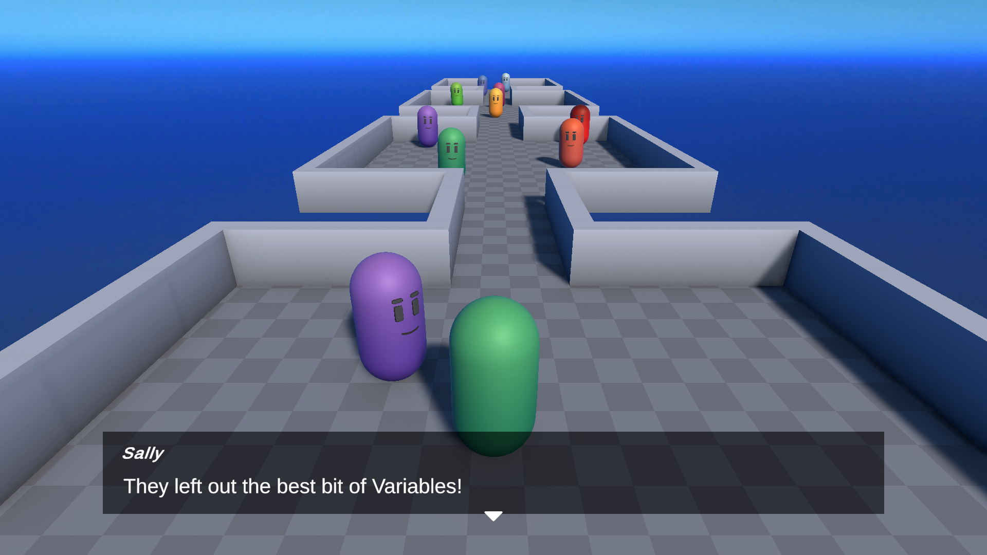 Sally talking about variables