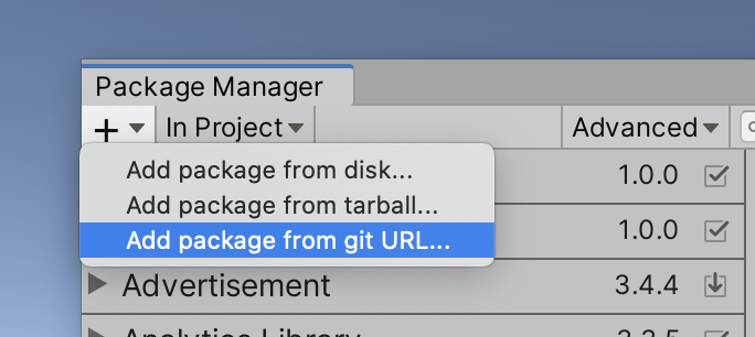 Adding a package using a Git URL.