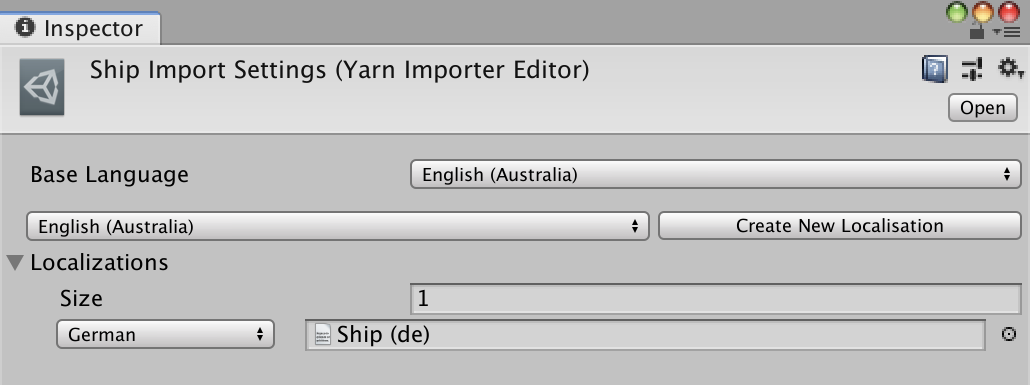 The list of languages for a Yarn Program.